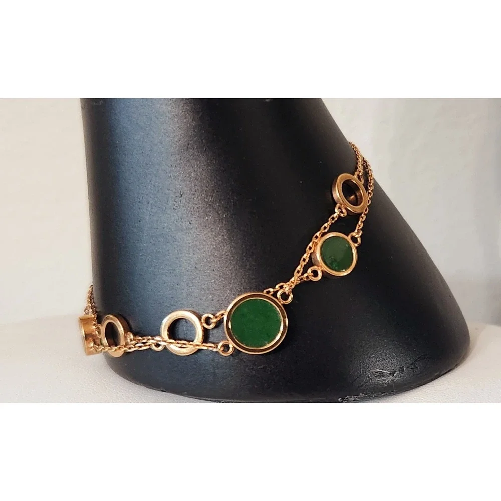Wear Darling WD Bracelet Stainless Steel Rose Gold Tone Green Gem Accent Women's